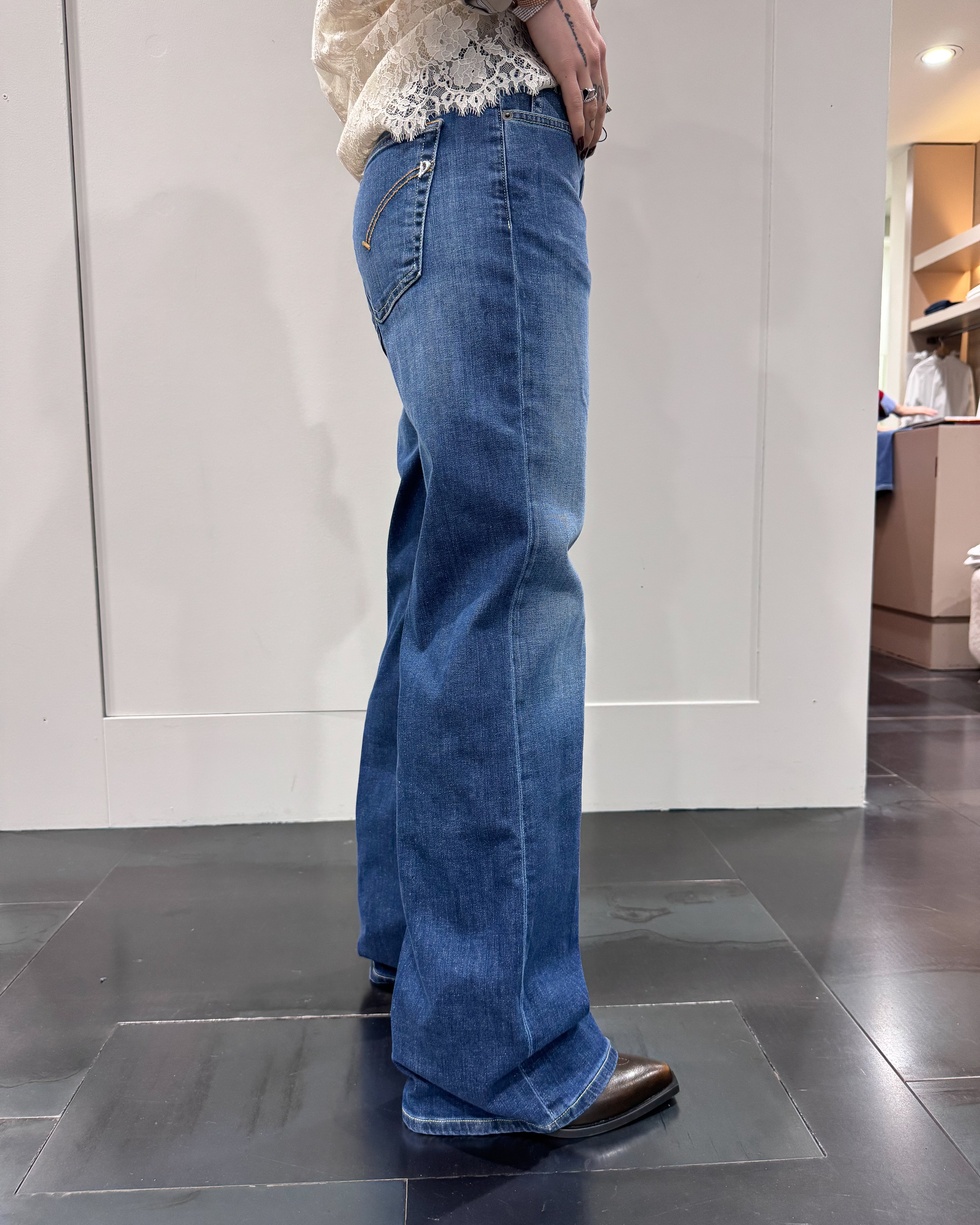 デニム・ジーパン Dondup Jacklyne Trousers Jeans Jacklyn wide leg in denim fisso lyocell da donna, blu
