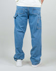 Back view of Jack&Jones Alex Baggy Jeans in light blue, showcasing loose fit design and cargo pockets.