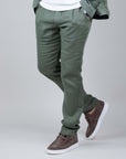 Pantalone Lino Officina 36 Sand Uomo, 100% lino, taglia 46, elegante abbigliamento maschile in tonalità verde.