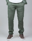 Pantaloni in lino verde per uomo, modello Officina 36, taglia 46, art. 02260B8723, leggero e confortevole.