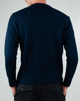 Maglia Girocollo Gin Tonic Therapy view from the back, featuring a dark navy color and ribbed hem.