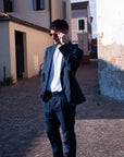 Completo blu in lino lavato Manuel Ritz