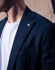 Completo blu in lino lavato Manuel Ritz