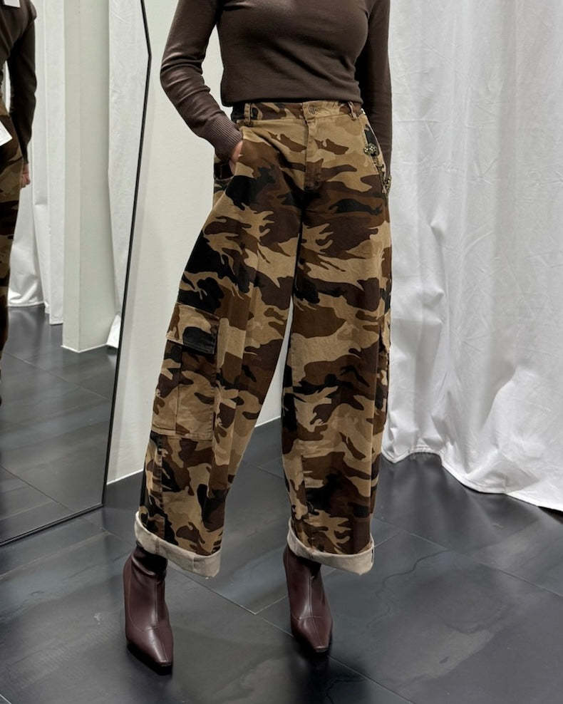 Pantalone Camouflage Tasconi Beige Philia Loft Donna