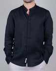 Camicia Puro Lino Collo Coreana Gianni Lupo Art. GL7620S-S25