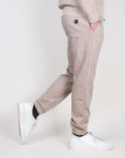 Pantalone felpa Gianni Lupo Art. GL2126F-S26, comfort fit beige pants with pockets and elastic cuffs.