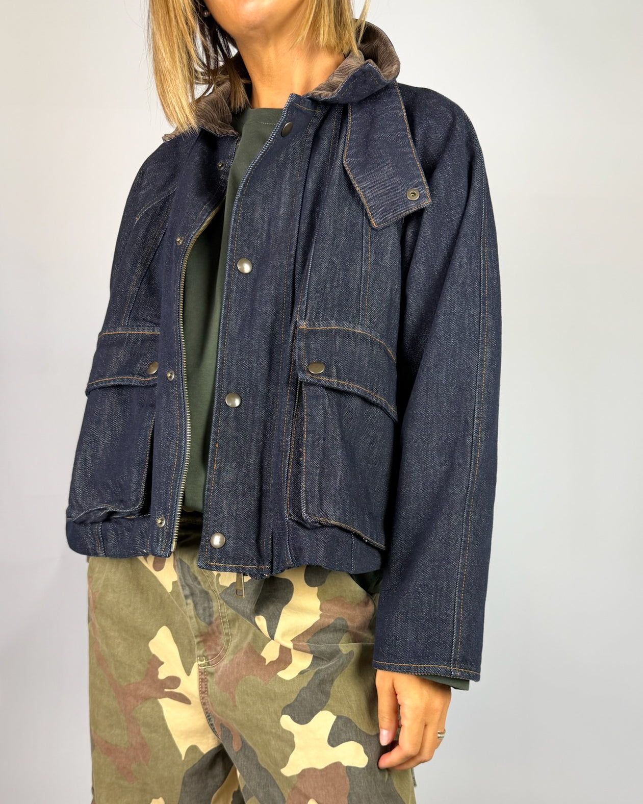 Giubbino Denim Collo Velluto  Tensionein Donna Art. W26J261