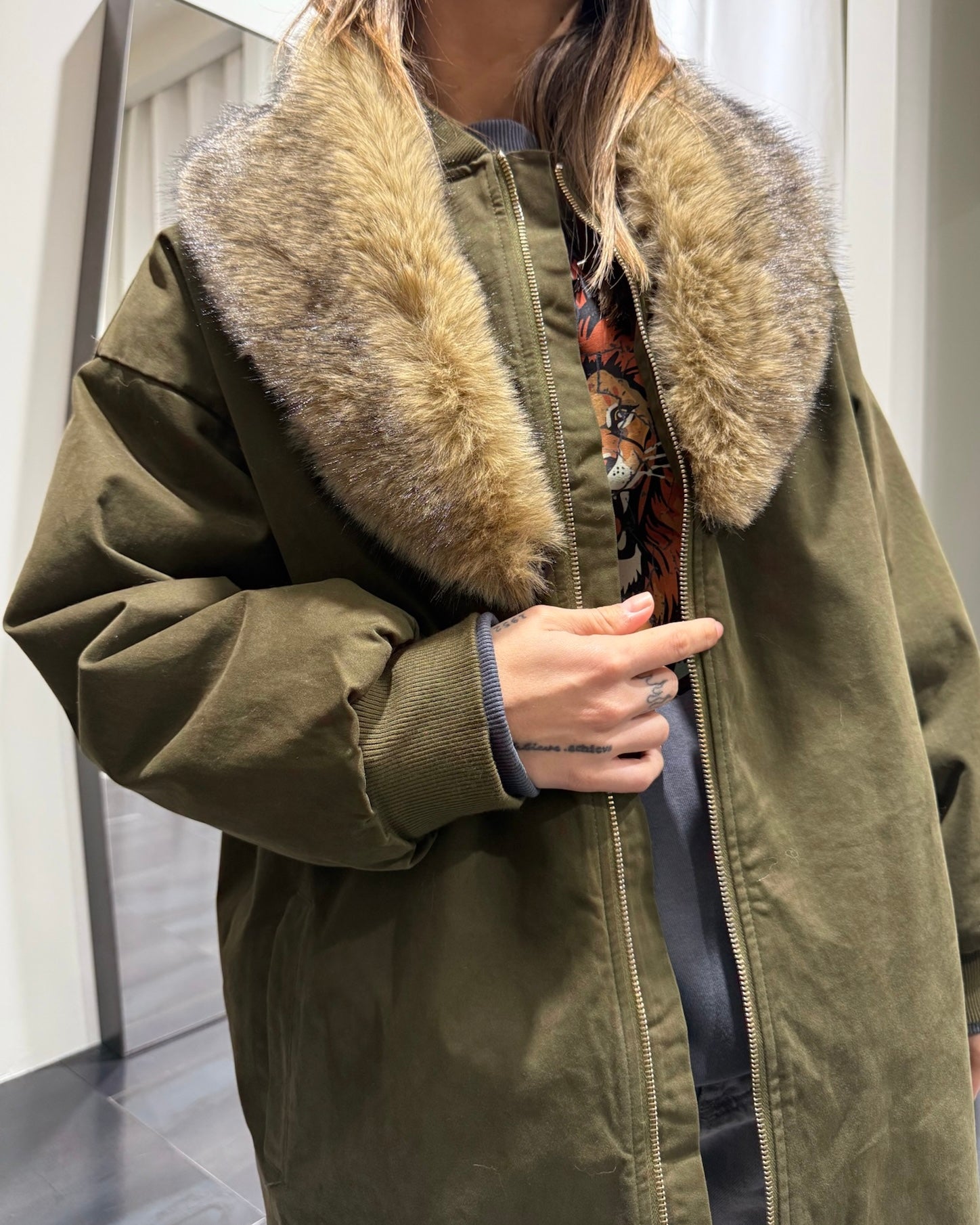 Bomber Lungo Collo Pelliccia staccabile Susy Mix Donna Art. G5863