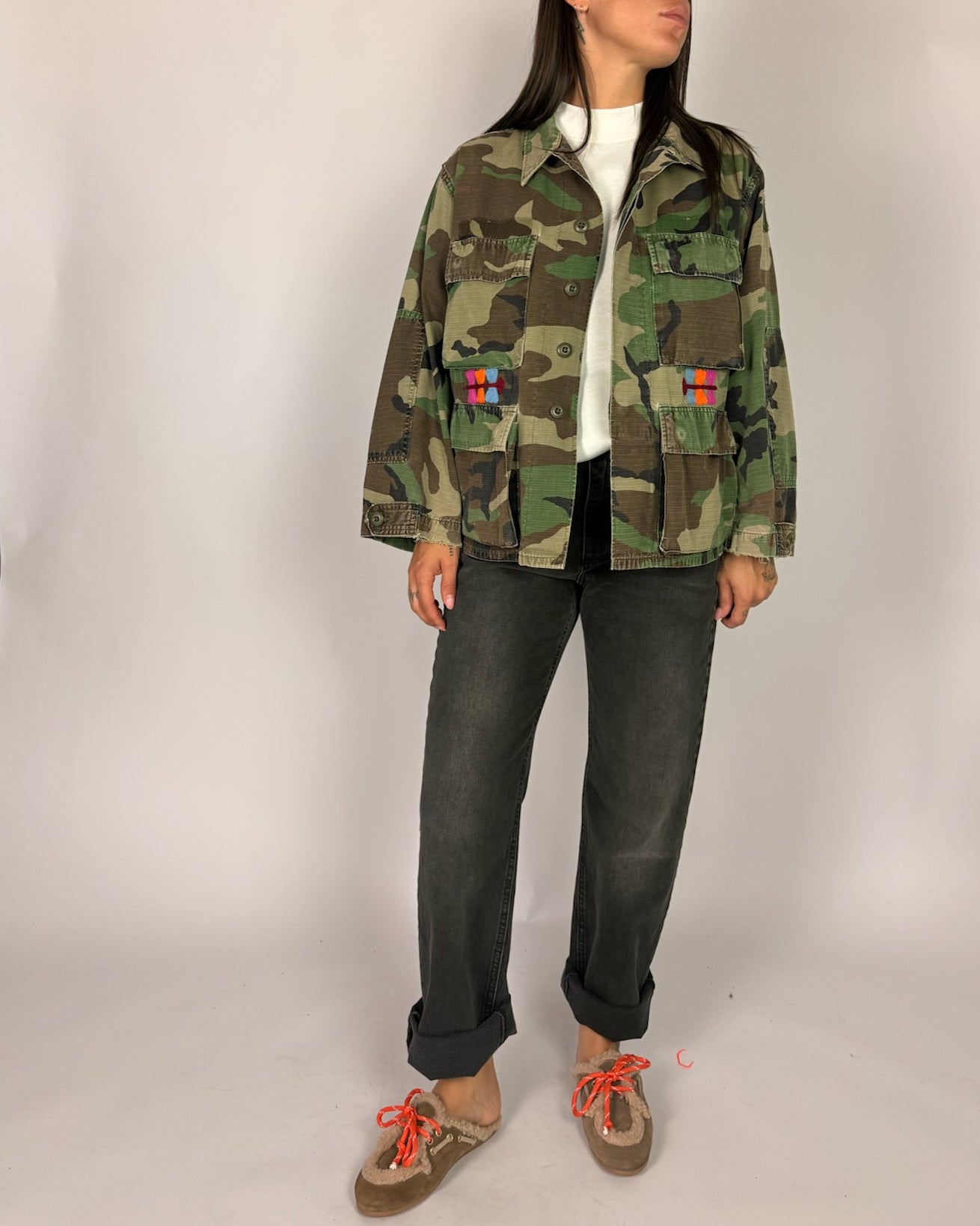 Giacca Mimetica Ricamo Tensionein Donna Art. 40232
