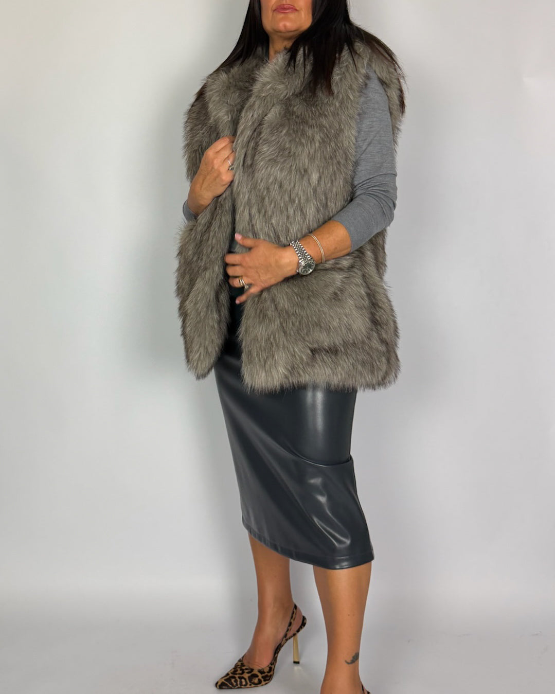 Gilet Cappuccio Ecopelliccia Eleh Donna Art. EFW260130
