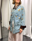 Giubbotto Fiori Denim Donna Art. WH55529