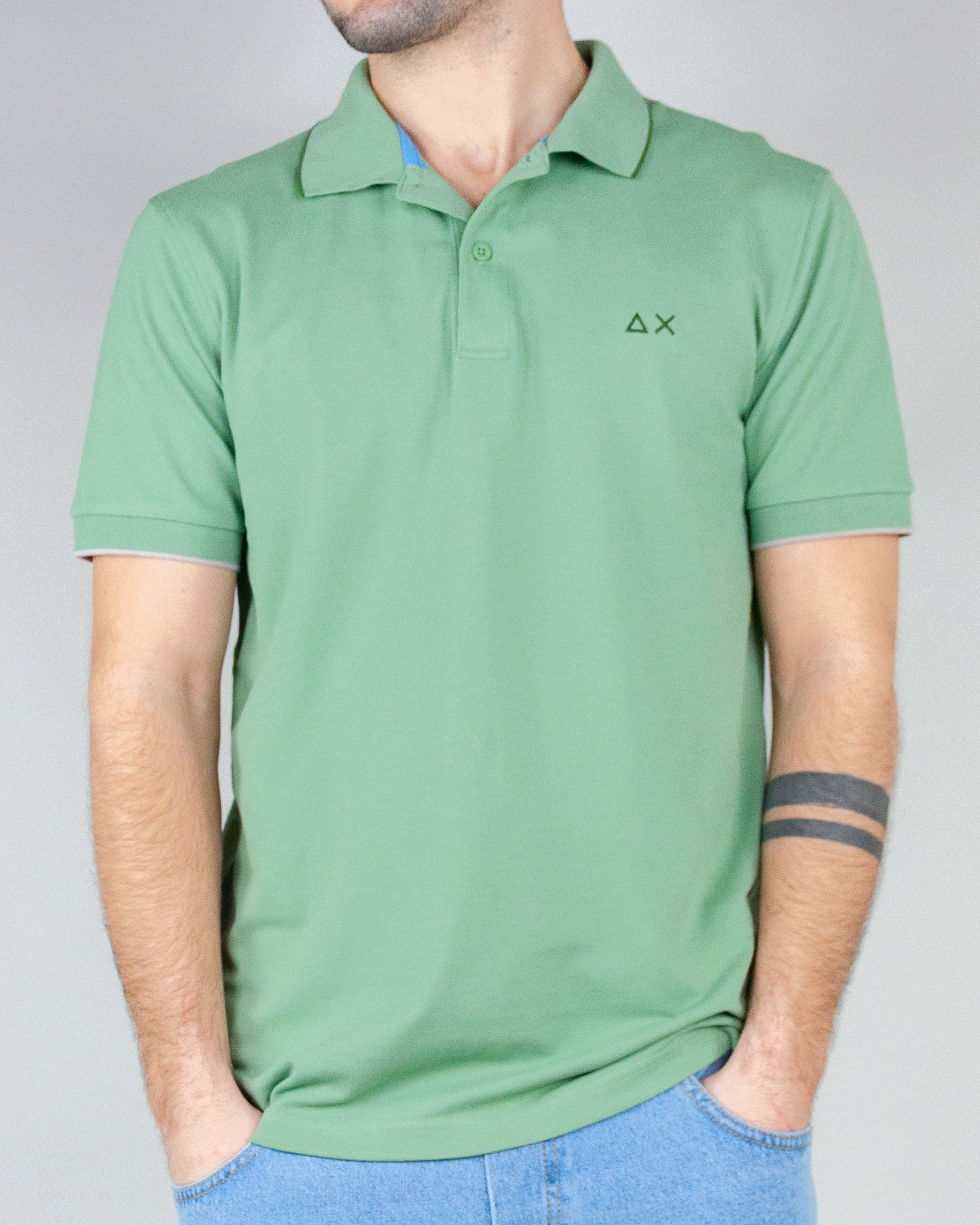 Polo Sun68 Small Stripes on Collar Uomo Art. A35110