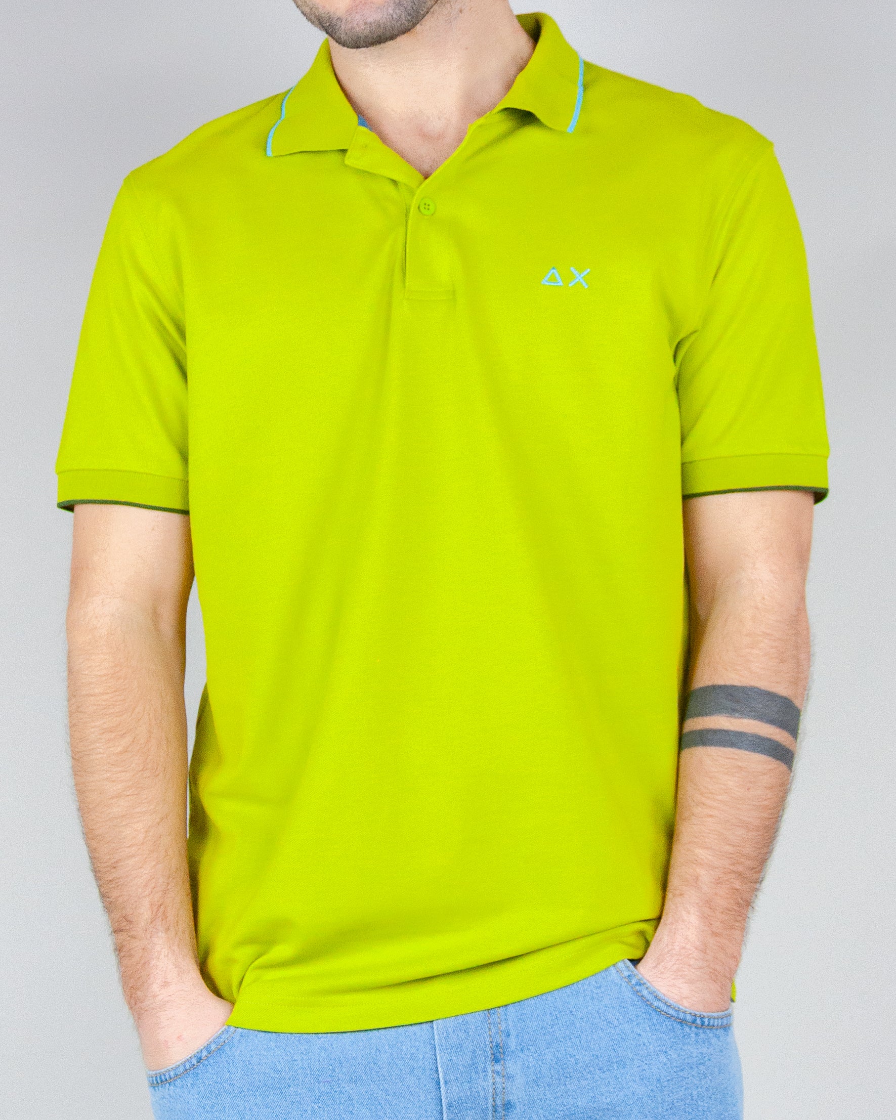 Polo Sun68 Small Stripes on Collar Uomo Art. A35110