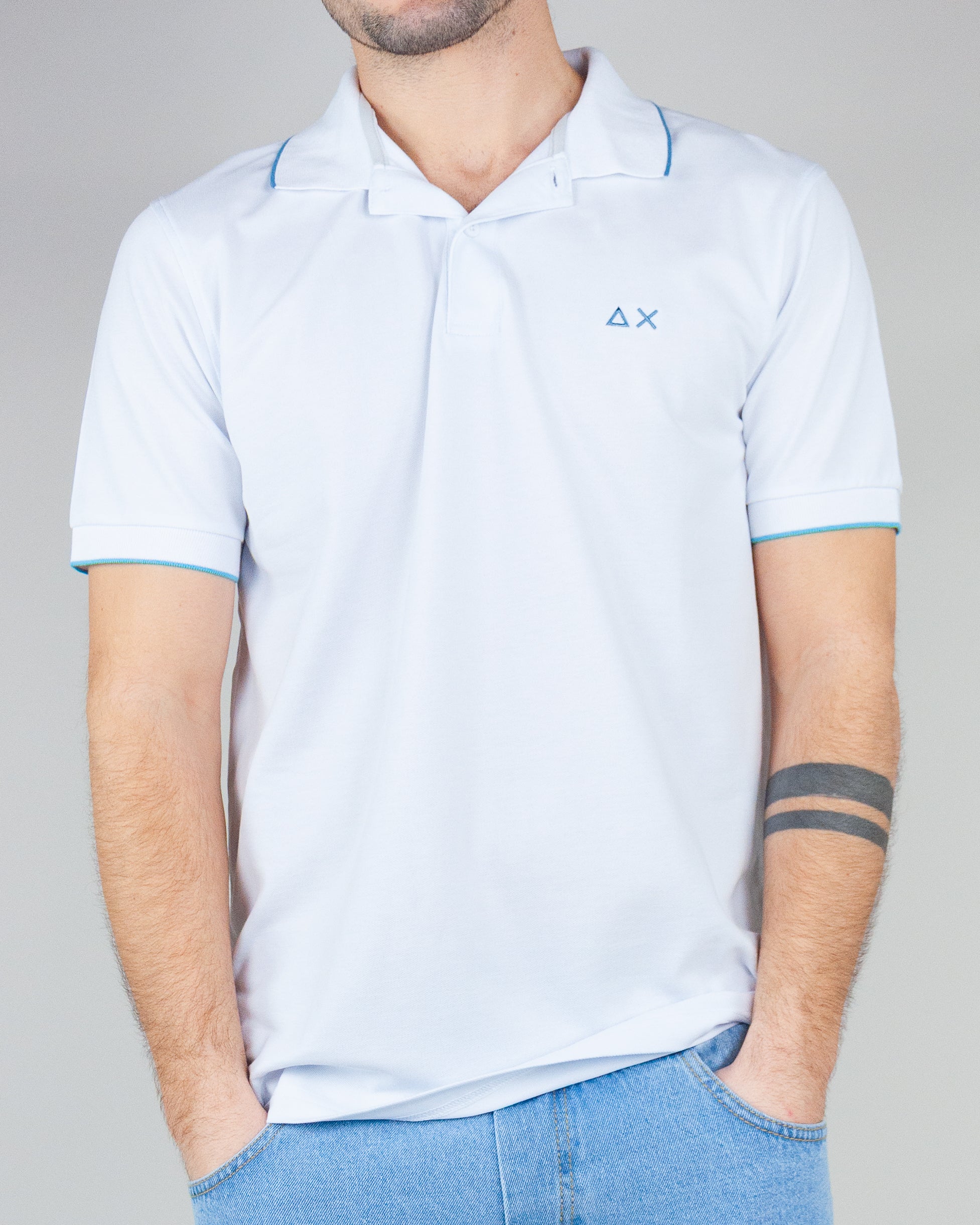 Polo Sun68 Small Stripes on Collar Uomo Art. A35110