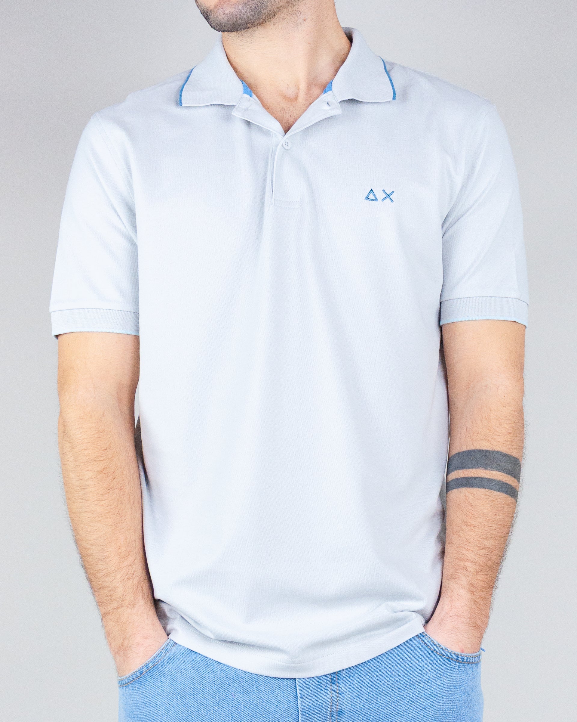 Polo Sun68 Small Stripes on Collar Uomo Art. A35110