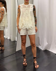 Completo Top+Shorts Ricamo Donna Art. W54161