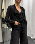 Camicia Rouches Pizzo Donna Susy Mix Art. SM163A