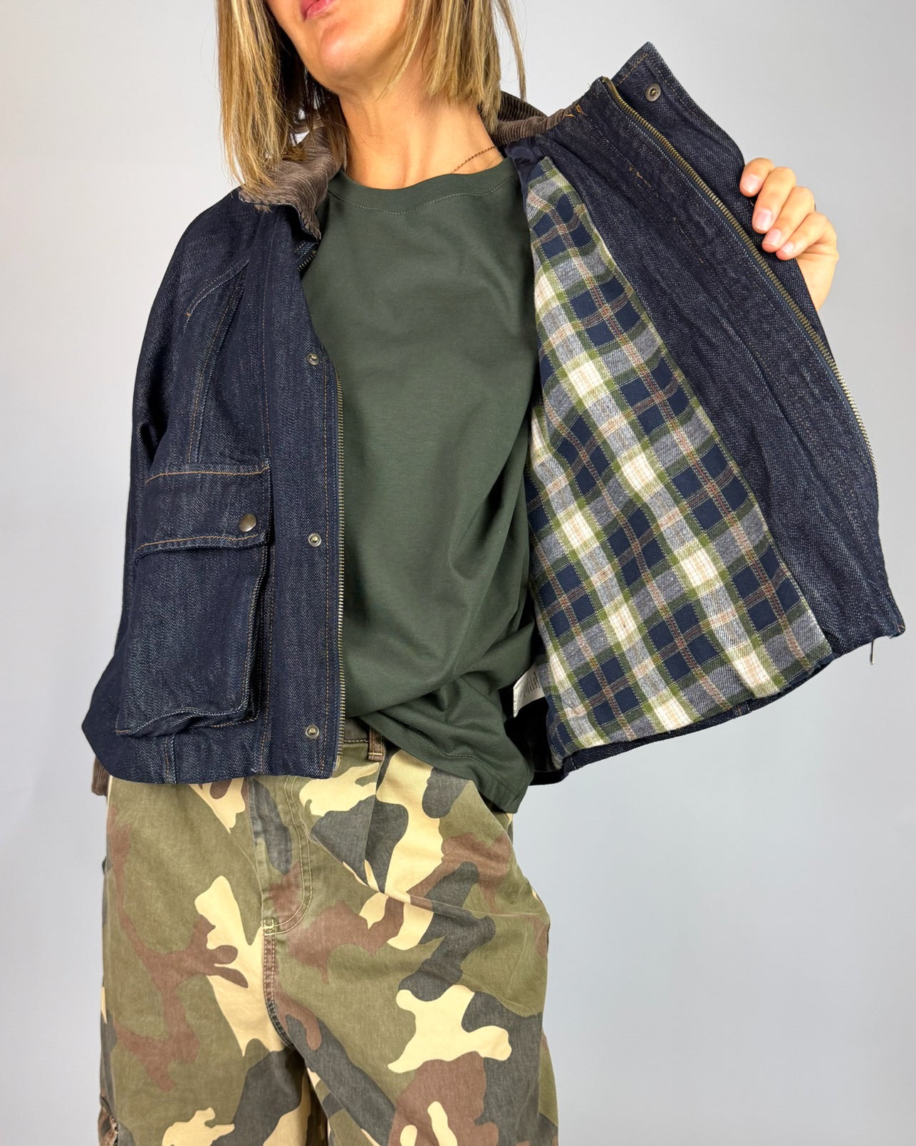 Giubbino Denim Collo Velluto  Tensionein Donna Art. W26J261
