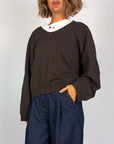Felpa Girocollo Interrotto ScolloV NouConcept Donna Art. N-F2606-17217