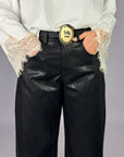 Pantalone Ecopelle Cintura Tensionein Donna Art. W26P660