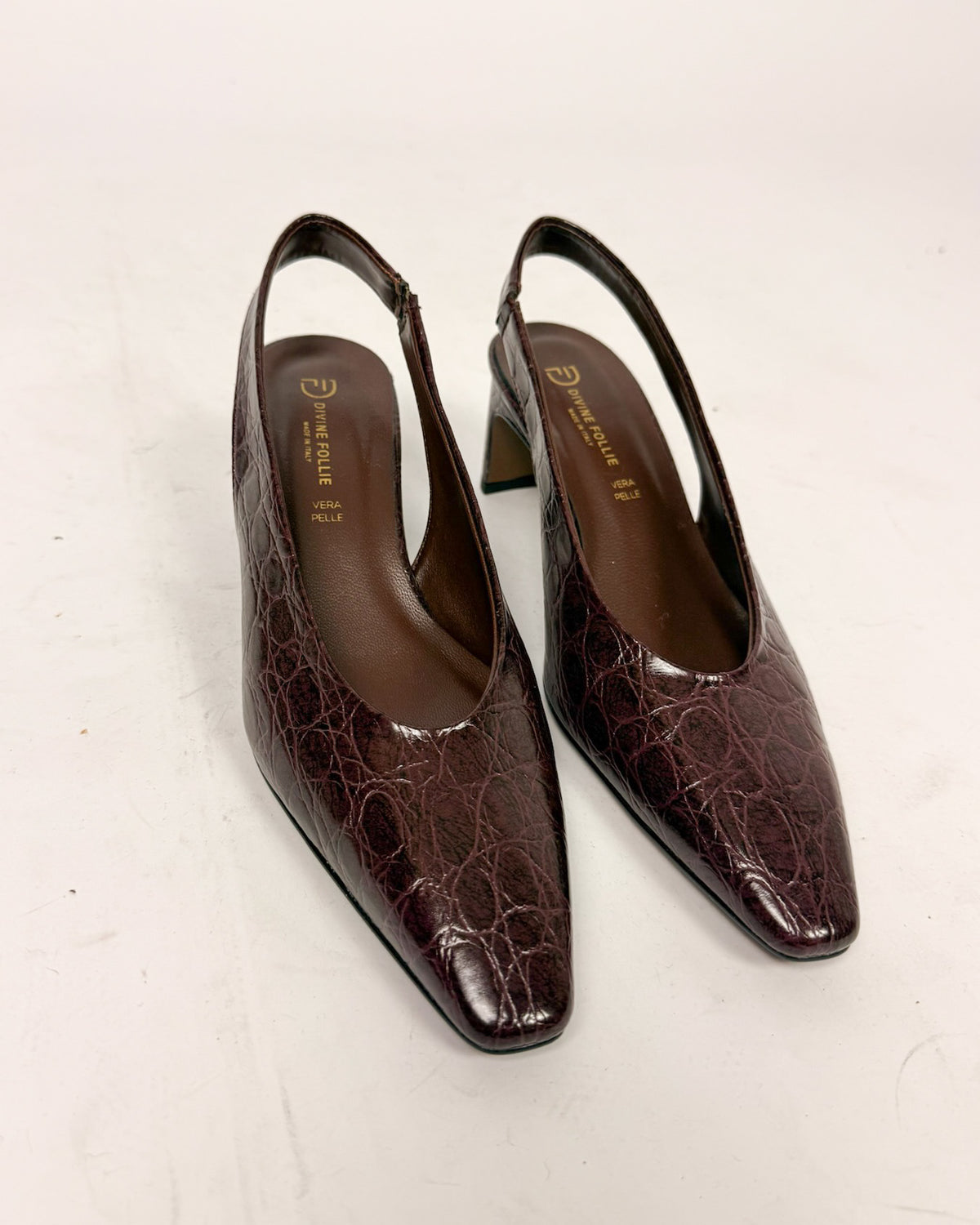 Slingback Pitonata Tacco Largo Donna Divine Follie Art. 52C7053SS