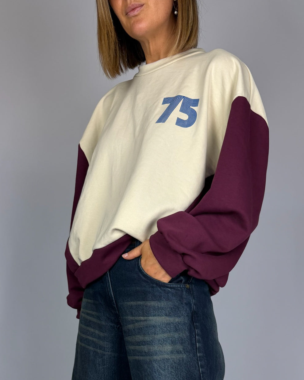 Felpa Bicolor con Stampa HaveONE Donna Art. FMA-R042