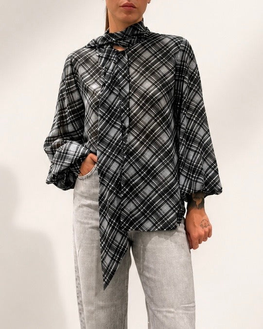 Camicia Quadri Con Fiocco Eleh Donna Art. EFW260292