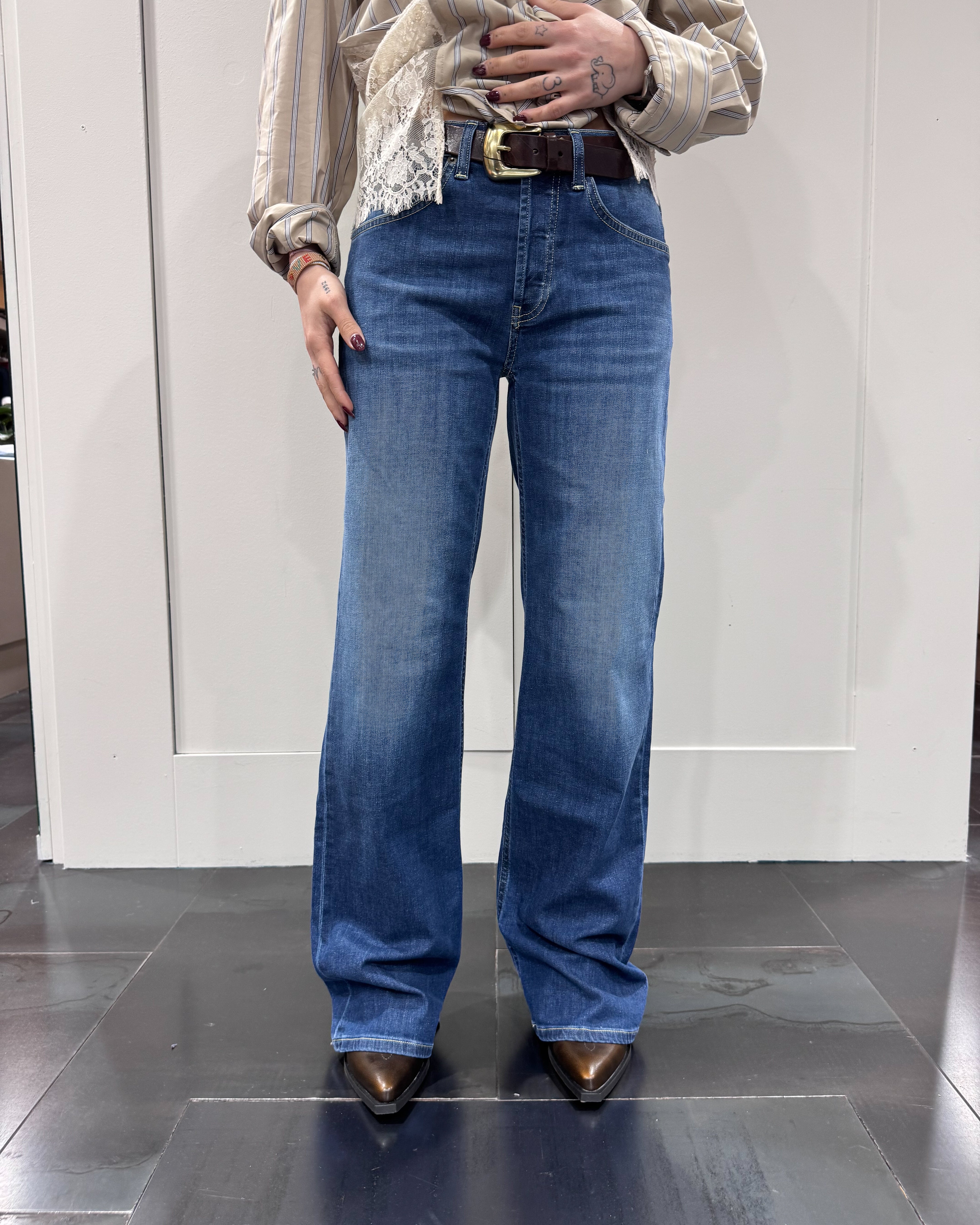 デニム・ジーパン Dondup Jacklyne Trousers Jeans Jacklyn wide leg in denim fisso lyocell da donna, blu