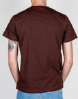 Retro style T-shirt taschino V2 Art design, shown from the back in dark brown color.