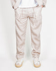 Pantalone 100% Lino Officina 36 Mod. Rapallo Uomo, taglia 48 indossato da uomo alto 183 cm, peso 74 kg.