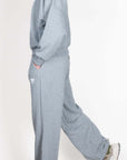 Completo felpa Berna grigio melange con pantalone palazzo