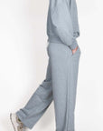 Completo felpa Berna grigio melange con pantalone palazzo