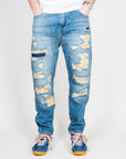 Jeans Strappato con Patch Mod. MIKE Carrot fit Gianni Lupo Art. GL206F
