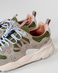 Sneakers Flower Mountain Art. YAMANO 3 Man- Sneakers in suede e tessuto tecnico Uomo Panna-Militare