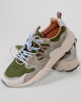 Sneakers Flower Mountain Art. YAMANO 3 Man- Sneakers in suede e tessuto tecnico Uomo Panna-Militare