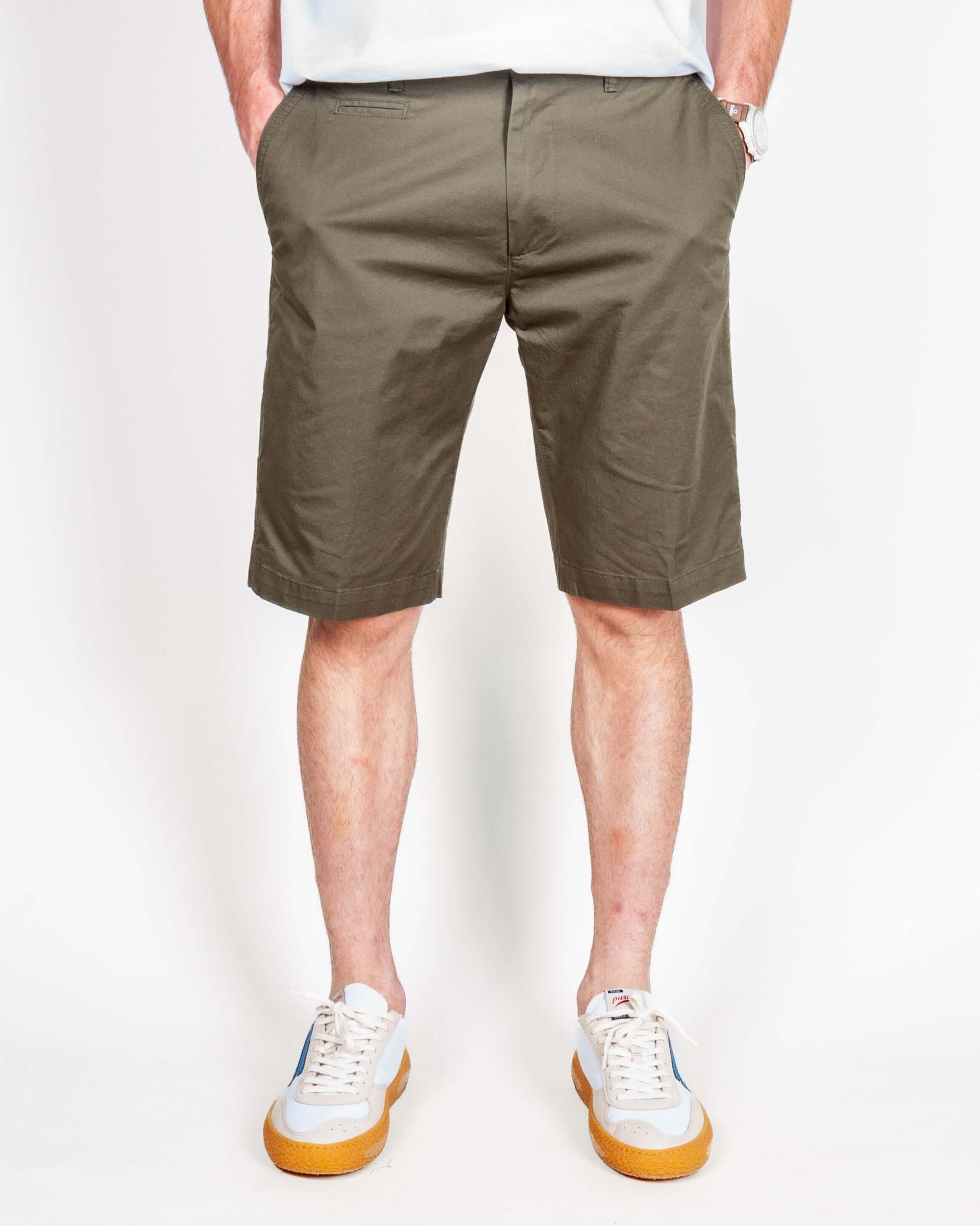 Bermuda cotone Officina 36 Leni Uomo Art. 02581A0213 in olive green, model size 48, 183 cm, 75 kg.
