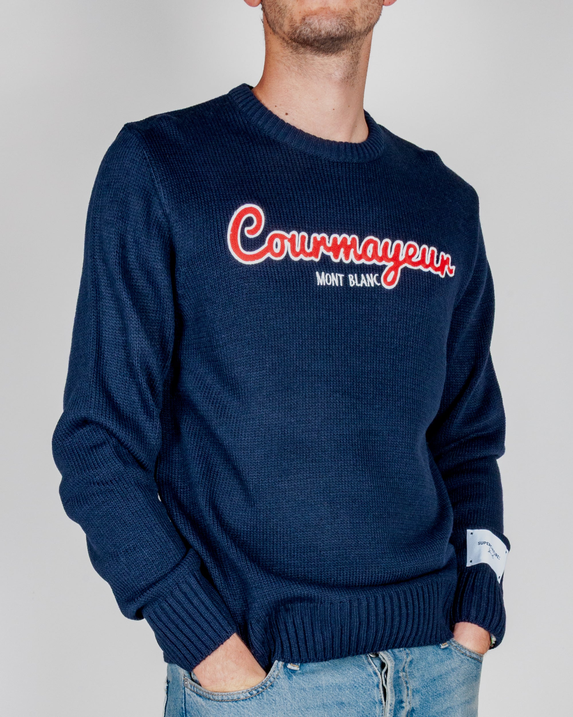 Maglione Superculture Girocollo ricamo Courmayeur Art. AK7037