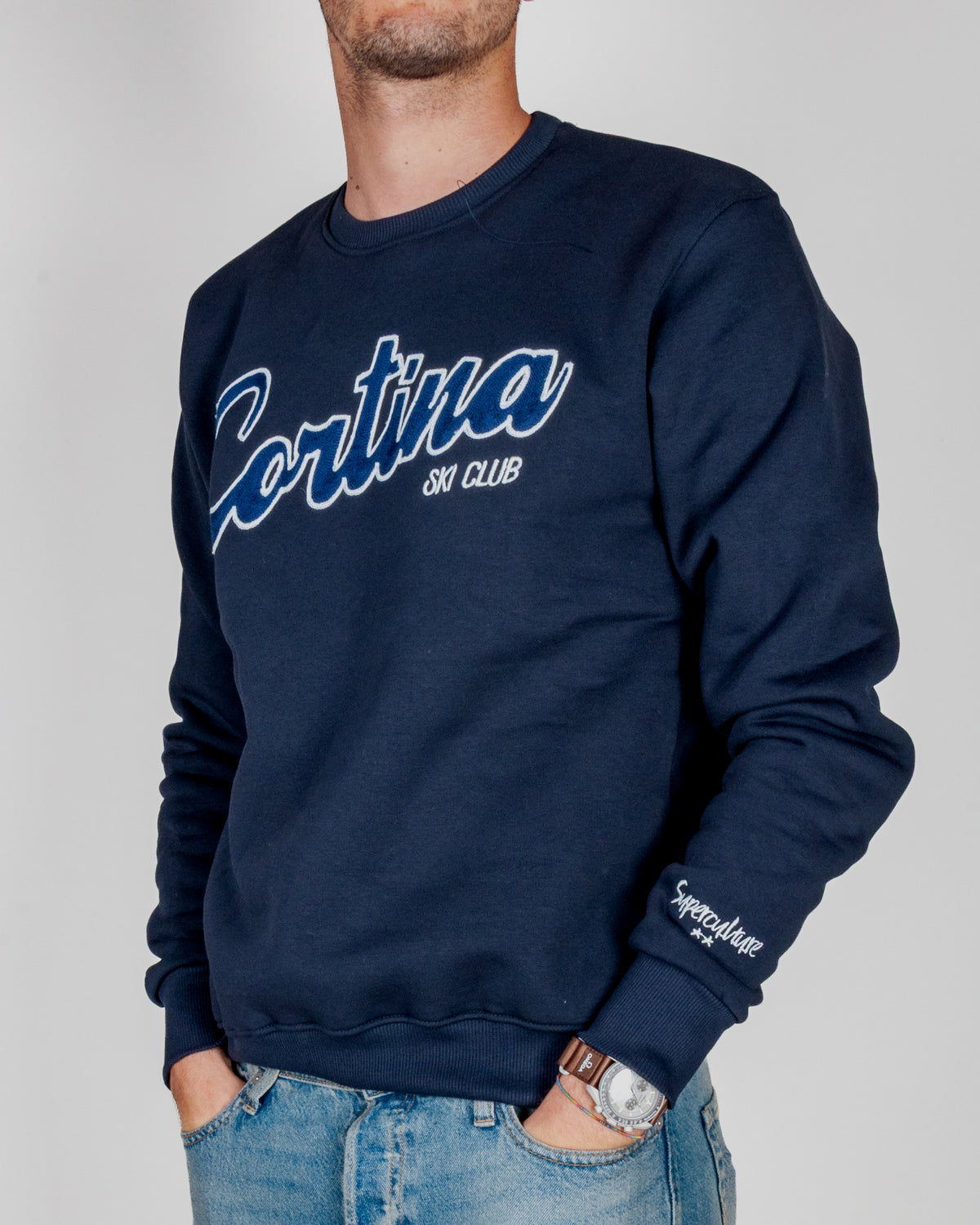 Felpa Superculture Girocollo Ricamo Cortina Art. A3021