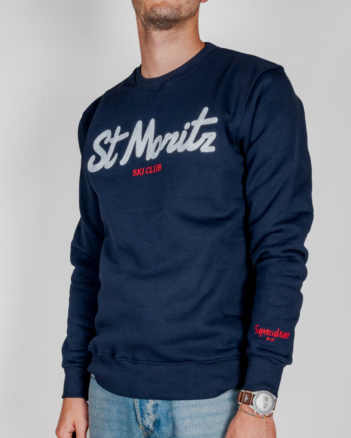 Felpa Superculture Girocollo Ricamo St. Moritz Ski Club Art. A3057