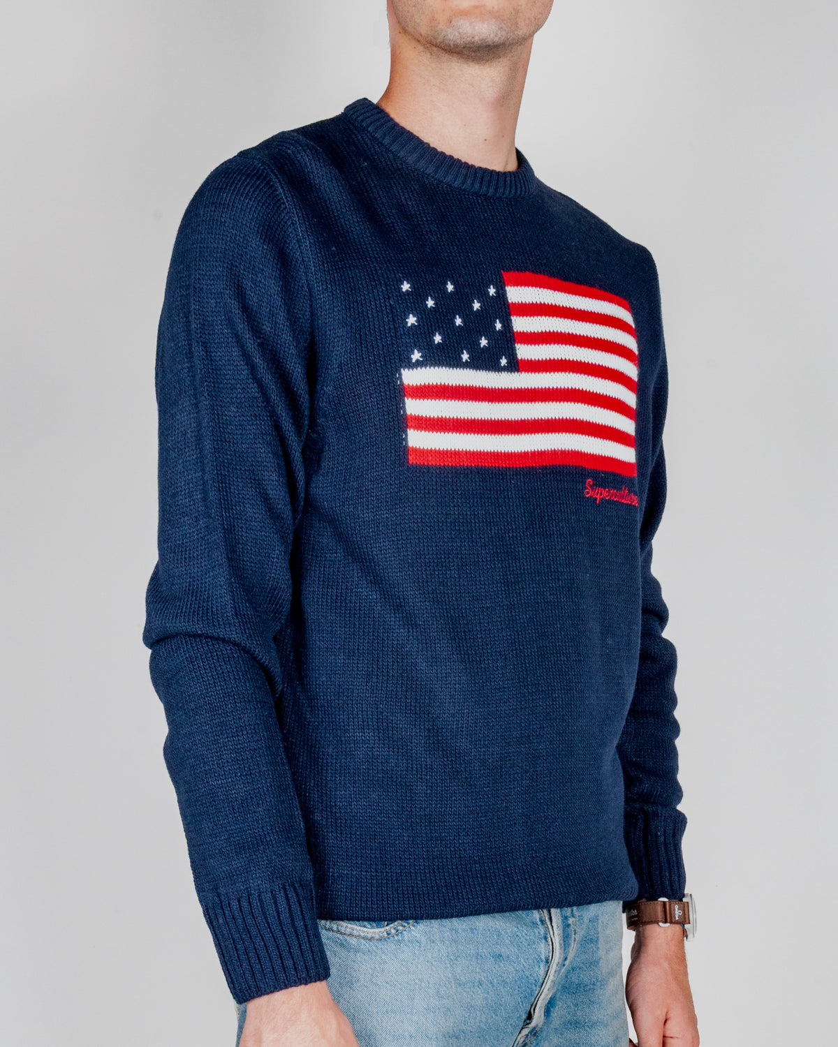Maglione Superculture Girocollo Bandiera Usa Jaquard Art. AK7021