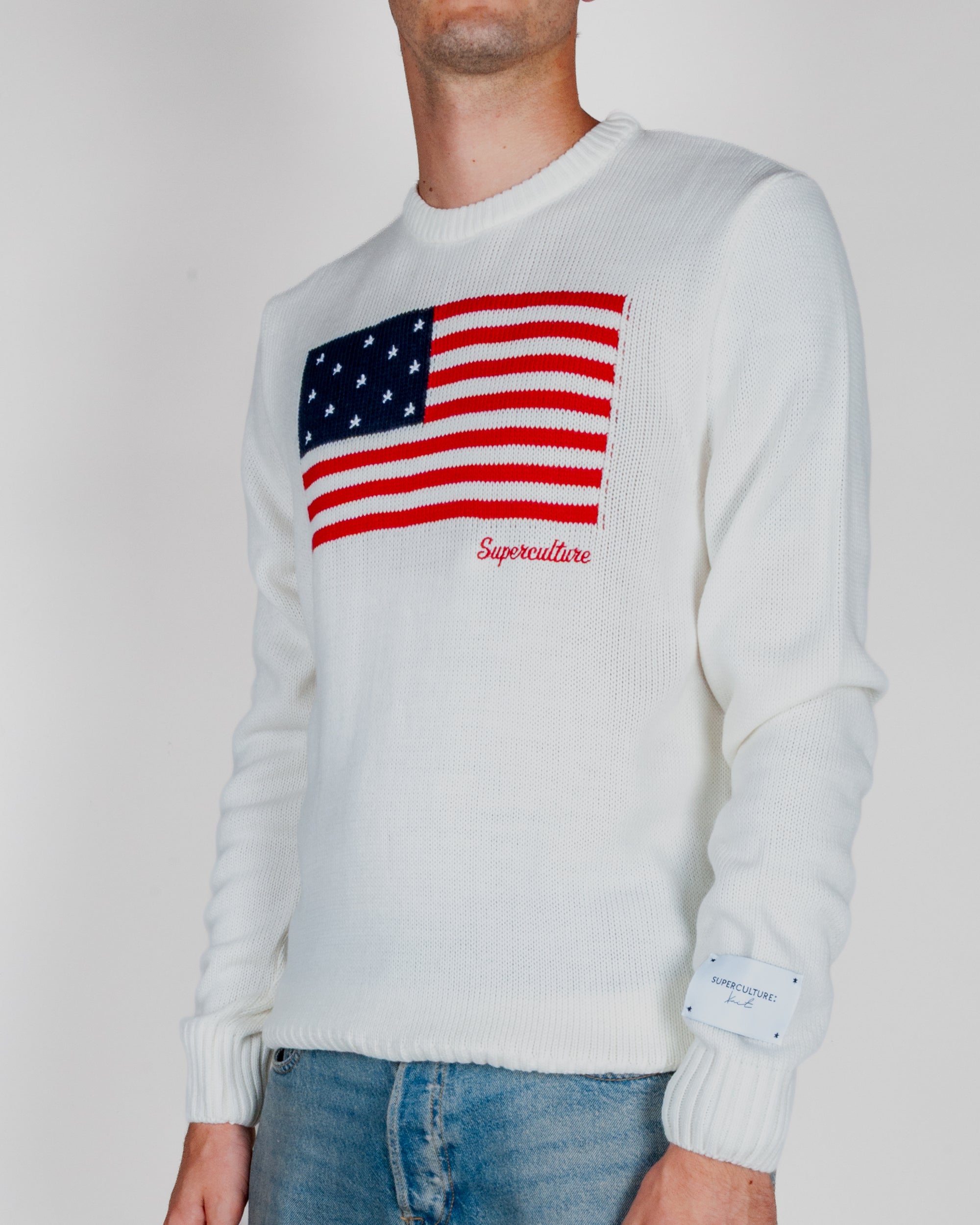 Maglione Superculture Girocollo Bandiera Usa Jaquard Art. AK7021