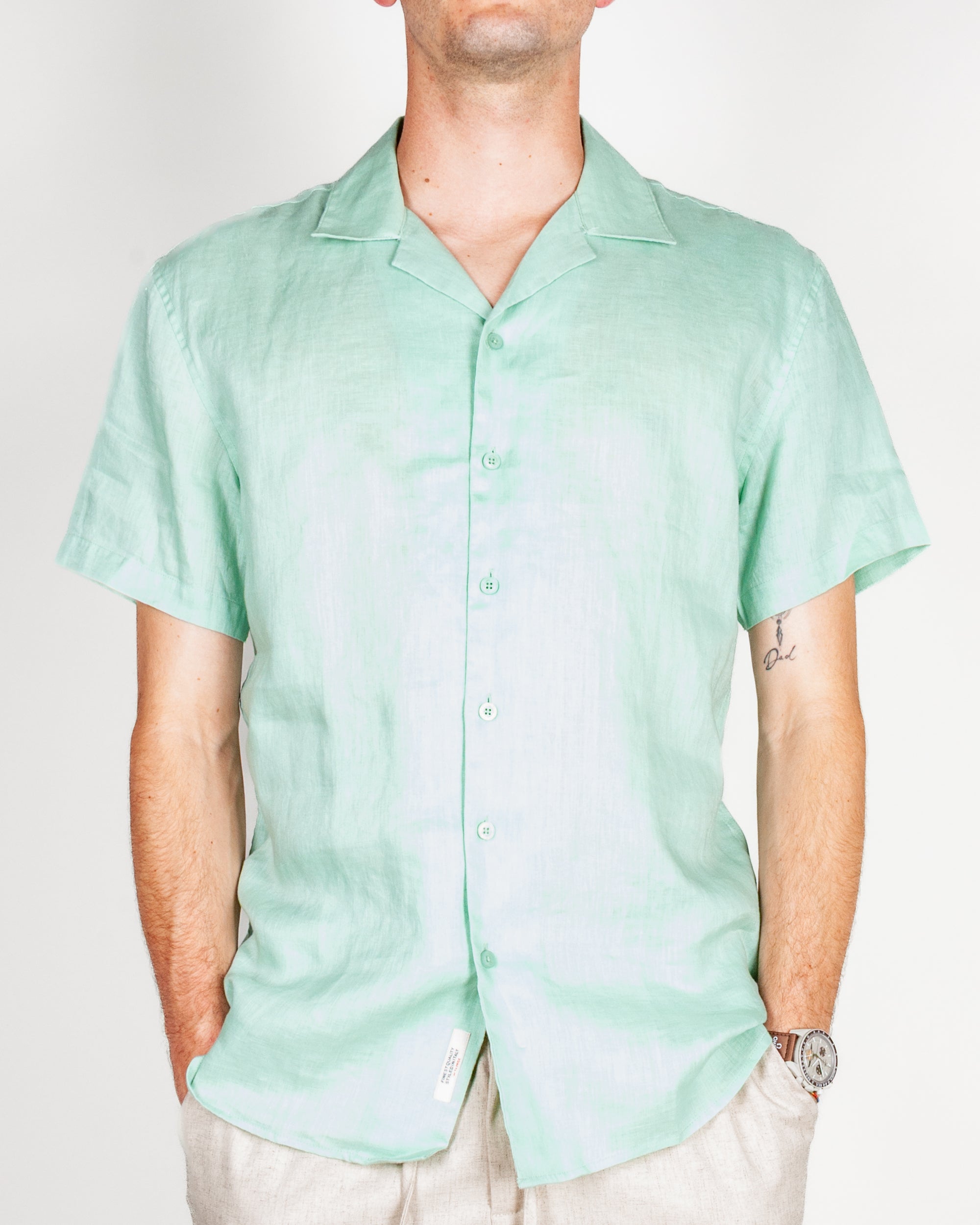 Camicia collo Bowling manica corta Puro Lino Gianni Lupo Art.GL7658S-S26