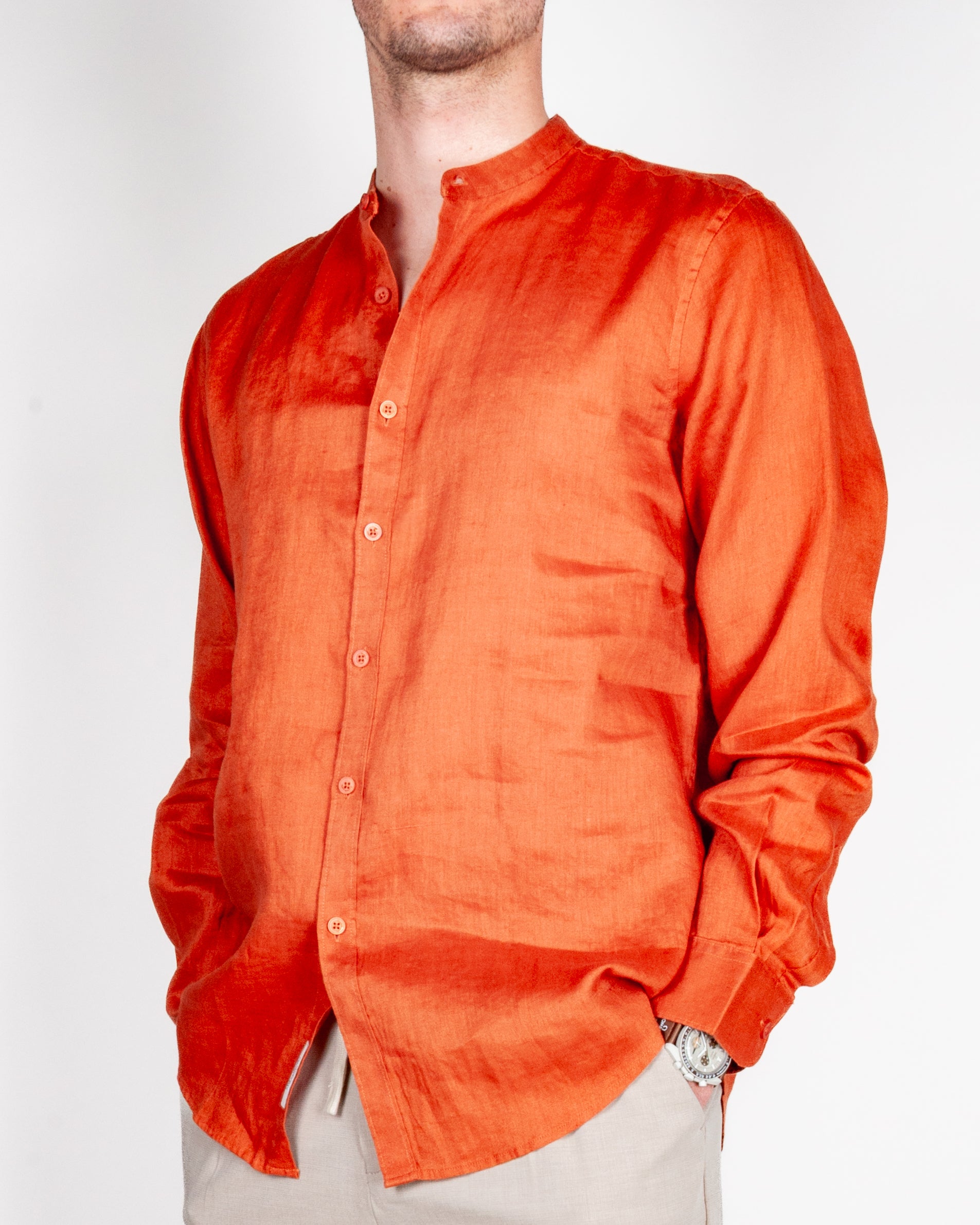 Camicia coreana Puro Lino Gianni Lupo Art. GL7620S-S26