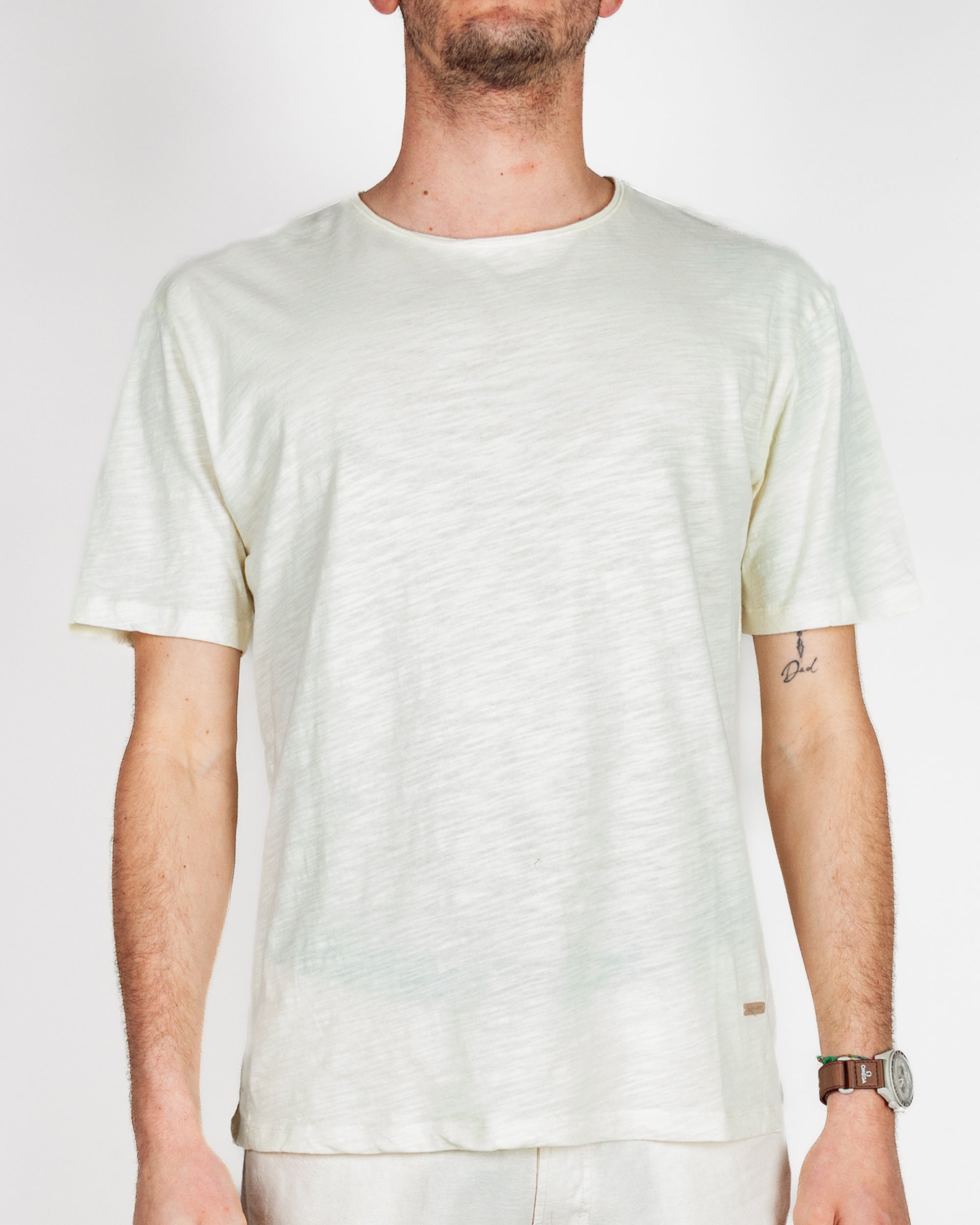 T-shirt cotone fiammato collo taglio vivo Gianni Lupo Art. GL1053F-S26