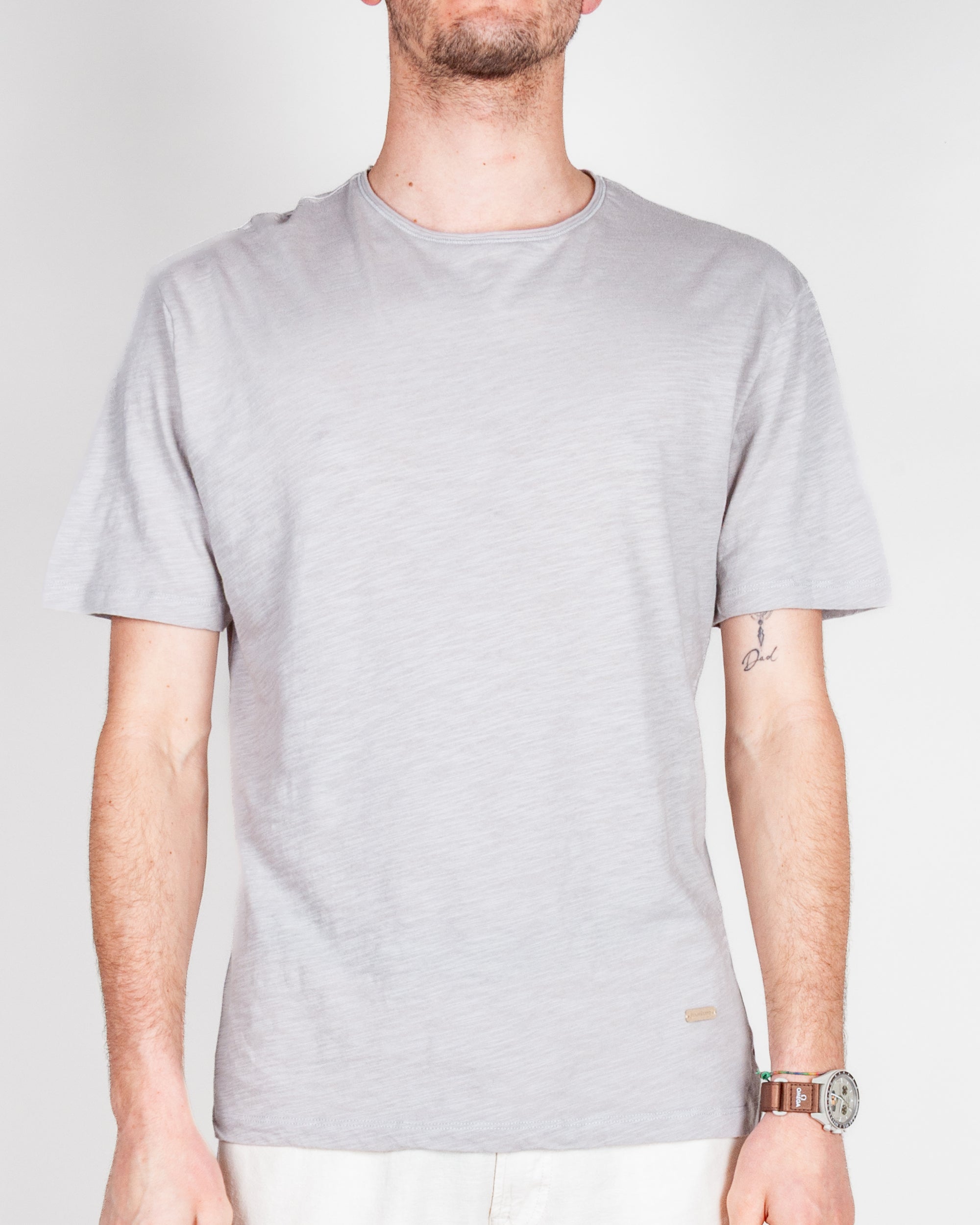 T-shirt cotone fiammato collo taglio vivo Gianni Lupo Art. GL1053F-S26