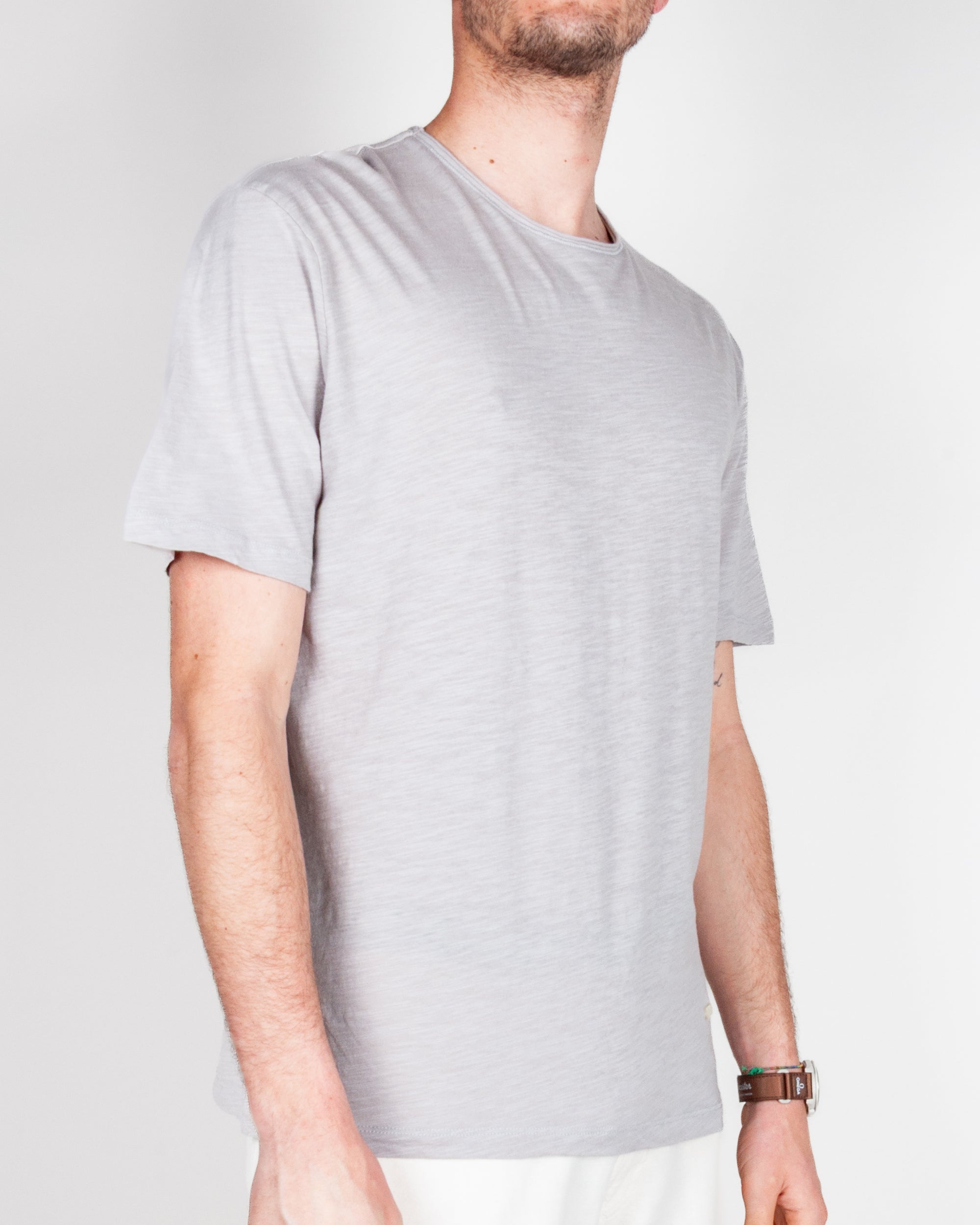 T-shirt cotone fiammato collo taglio vivo Gianni Lupo Art. GL1053F-S26