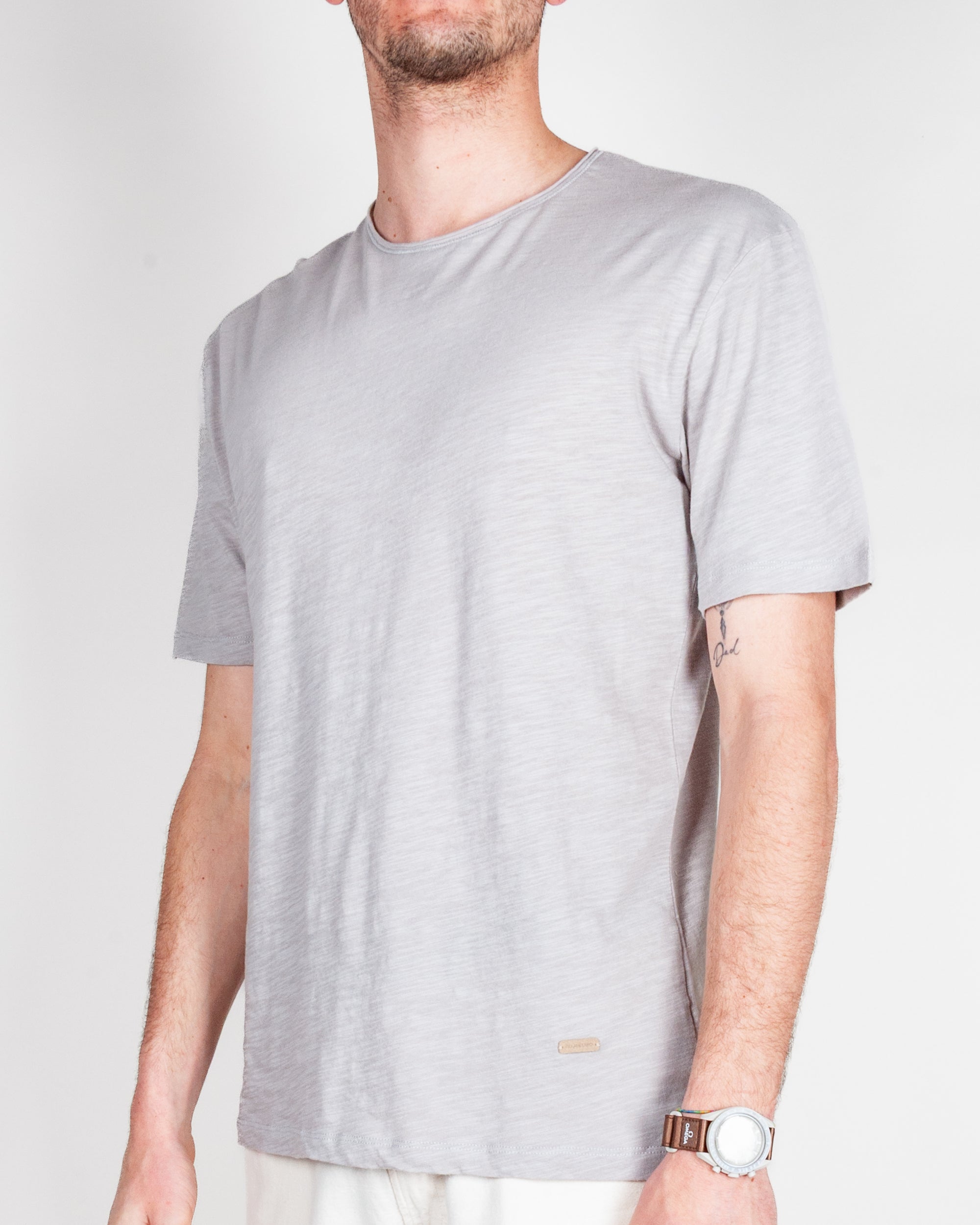 T-shirt cotone fiammato collo taglio vivo Gianni Lupo Art. GL1053F-S26