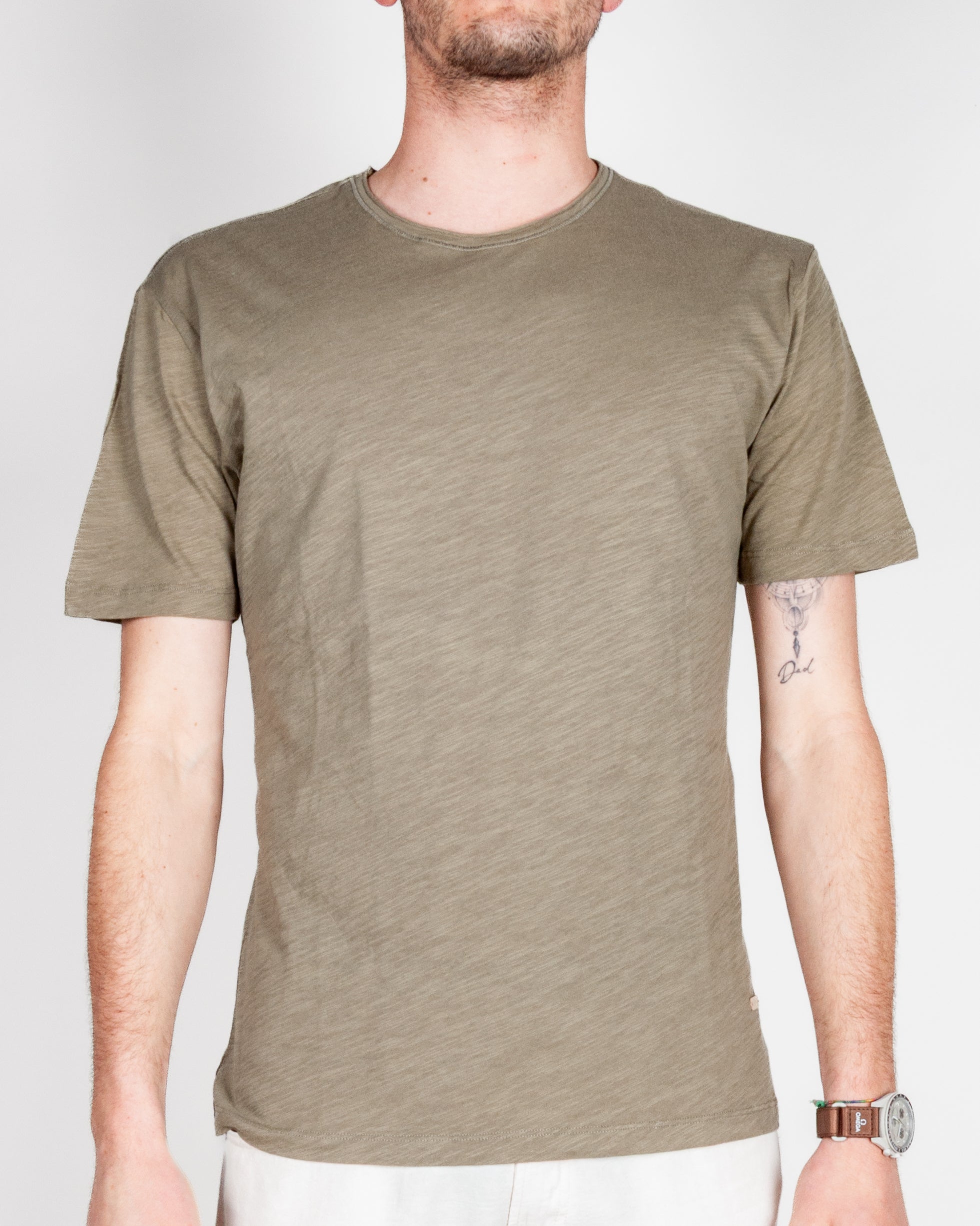 T-shirt cotone fiammato collo taglio vivo Gianni Lupo Art. GL1053F-S26