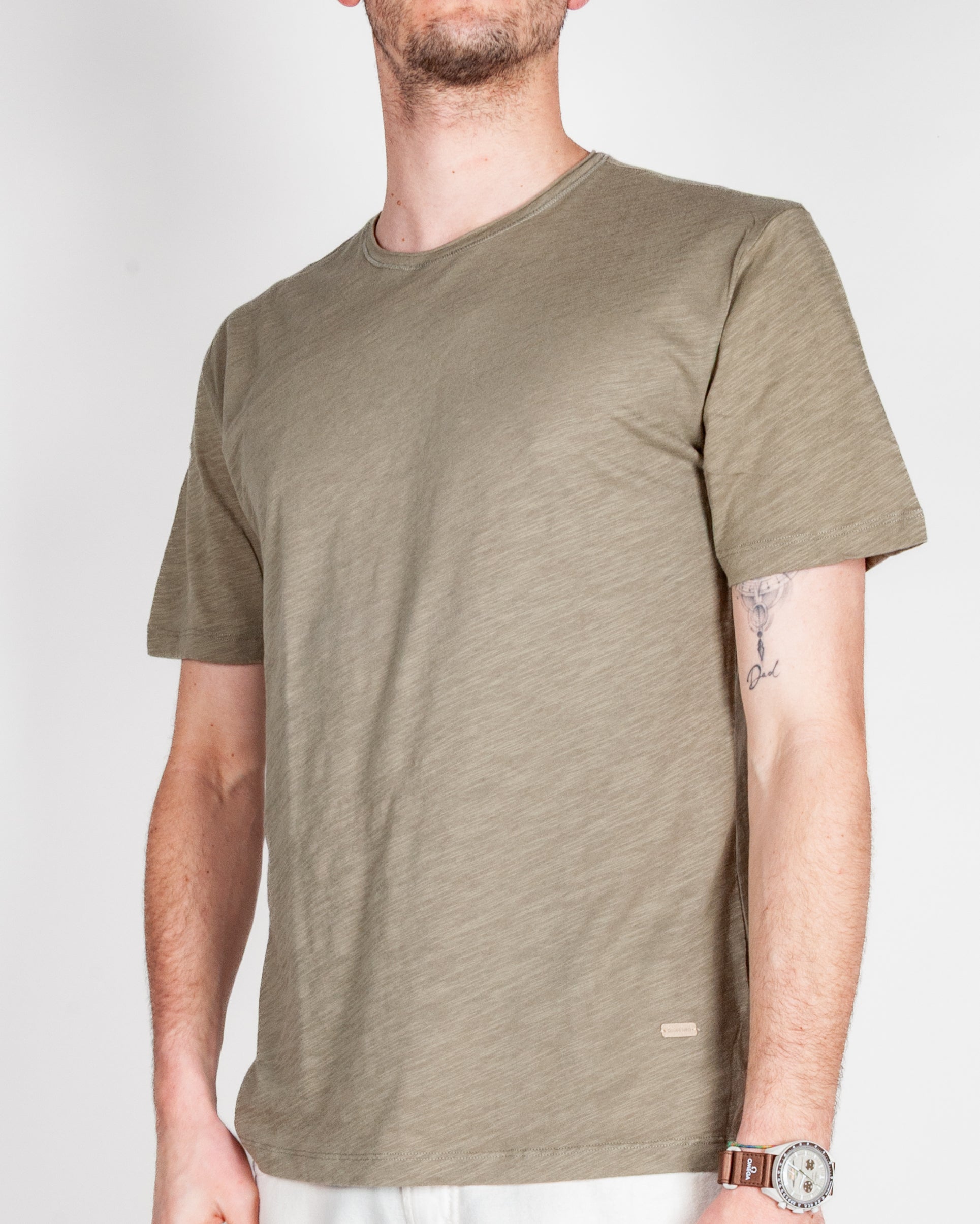 T-shirt cotone fiammato collo taglio vivo Gianni Lupo Art. GL1053F-S26