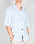 Camicia manica corta in misto lino di Officina 36, colletto derby, per uomo, articolo 0335800567.
